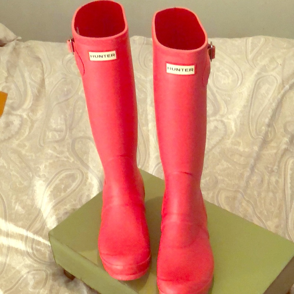 Bright Coral- Hunter Rain Boots